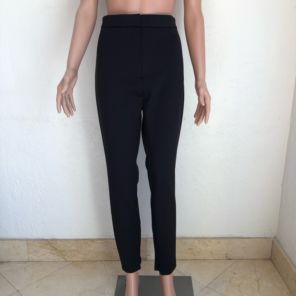 Theory Black Slim In Tech Knit Elastic Pants Women’s Size 12 Zippered Bottoms